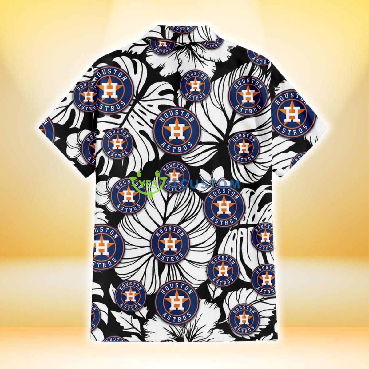 Houston Astros White Hibiscus Porcelain Flower Palm Leaf Black 3D Hawaiian Shirt Gift For Fans 3 Houston Astros White Hibiscus Porcelain Flower Palm Leaf Black 3D Hawaiian Shirt Gift For Fans Product Photo 3