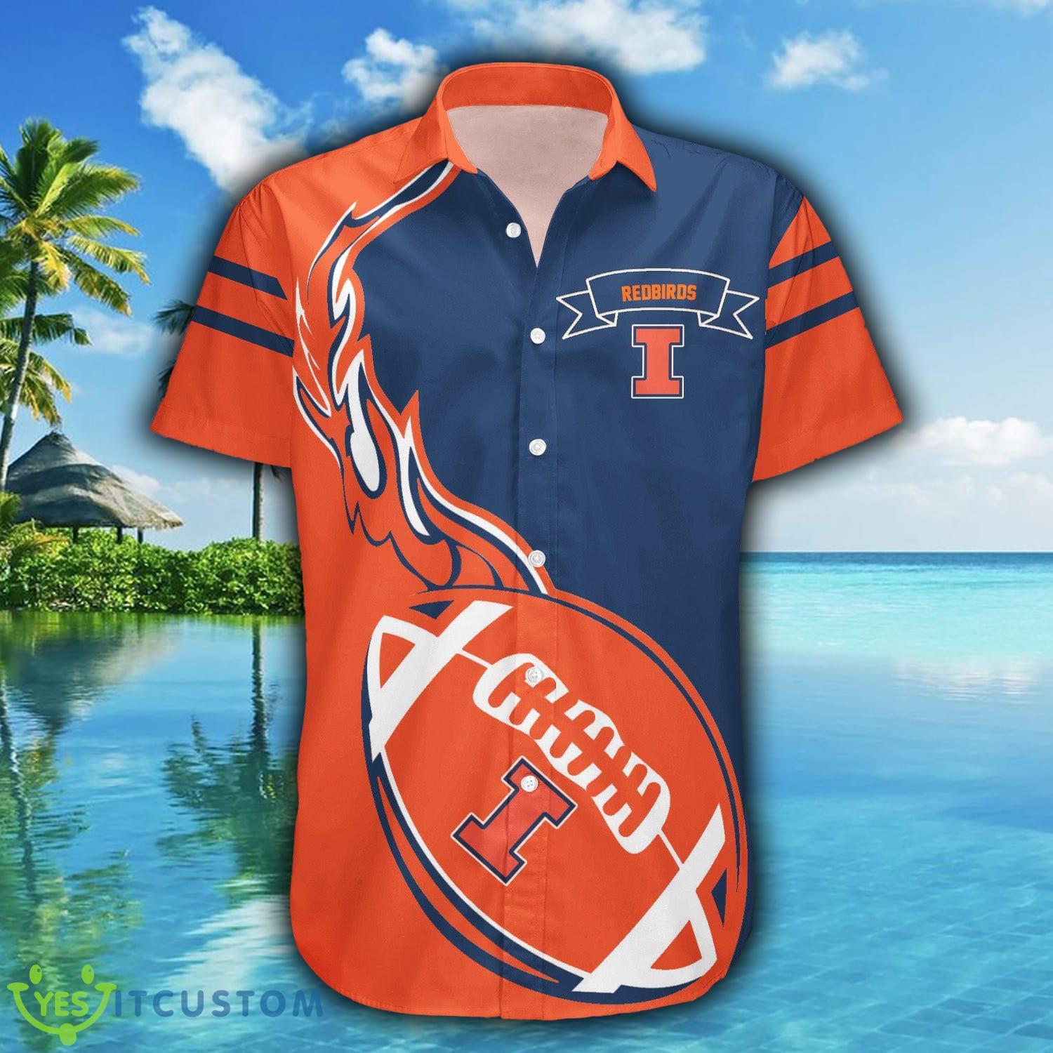 Illinois State Redbirds 3D Hawaiian Shirt Flame Ball NCAA Summer Beach For Fans Gift - Illinois State Redbirds Hawaii Shirt Flame Ball - NCAA_2