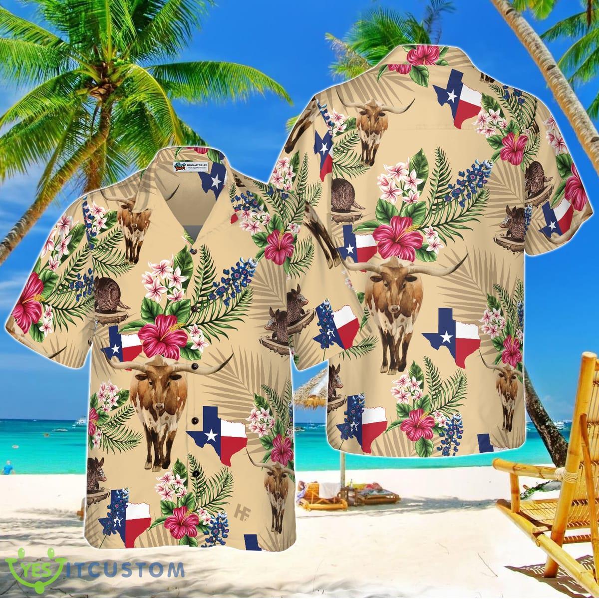 Insignia Bluebonnet Texas Hawaiian Shirt Cream Version Product Photo 1