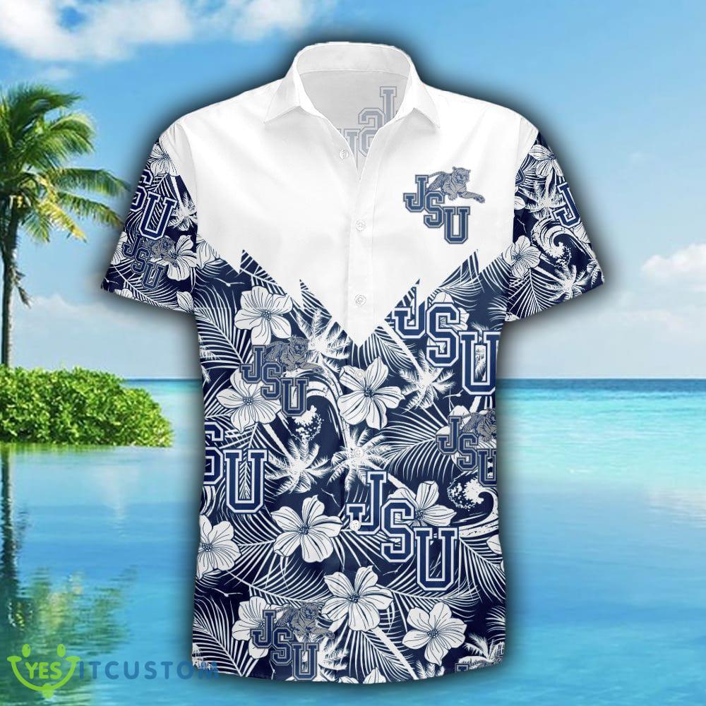 Jackson State Tigers 3D Hawaiian Shirt Tropical Seamless NCAA Summer Beach For Fans Gift - Jackson State Tigers Hawaii Shirt Tropical Seamless NCAA_2