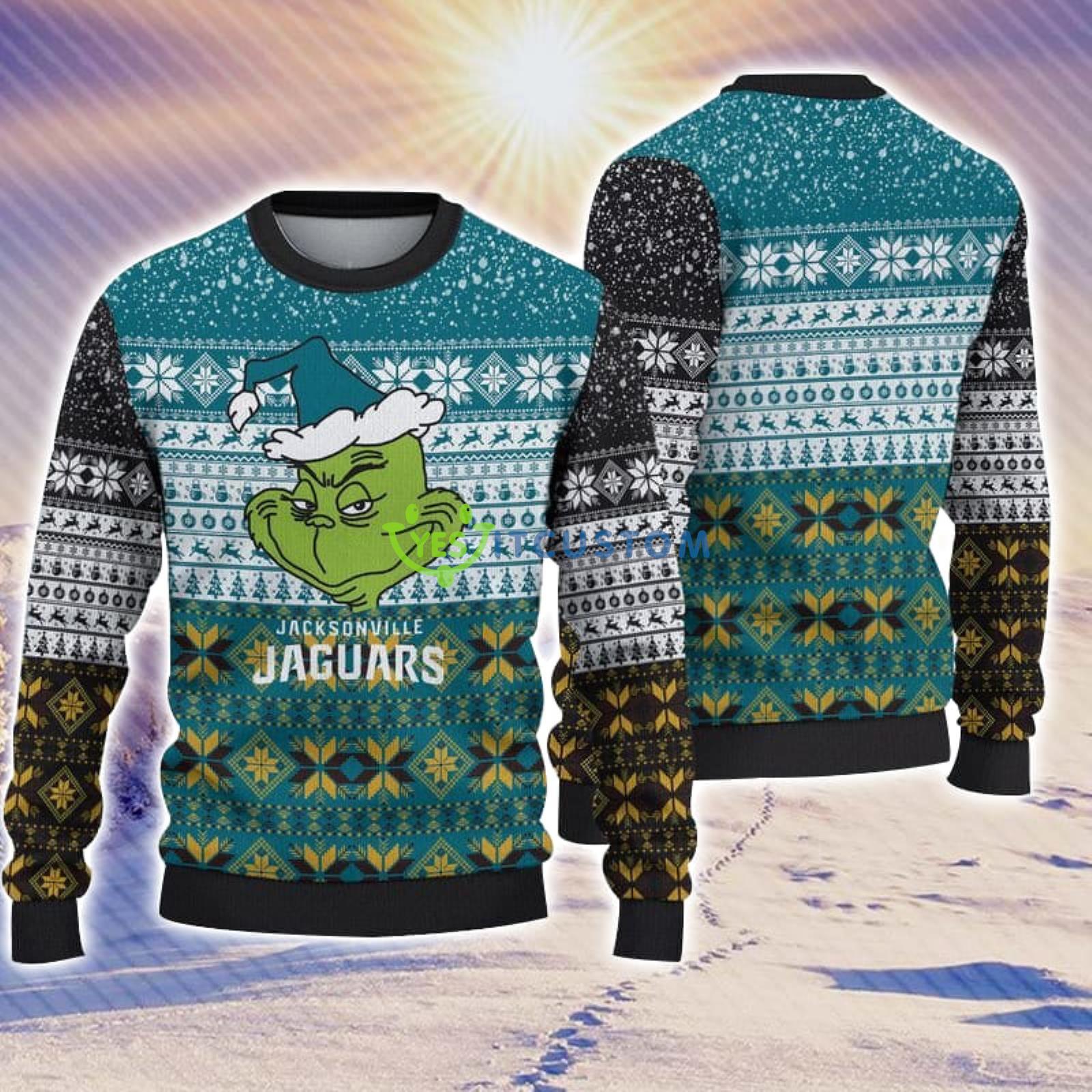 Jacksonville Jaguars Christmas Grinch Sweater For Fans 3 Jacksonville Jaguars Christmas Grinch Sweater For Fans Product Photo 1