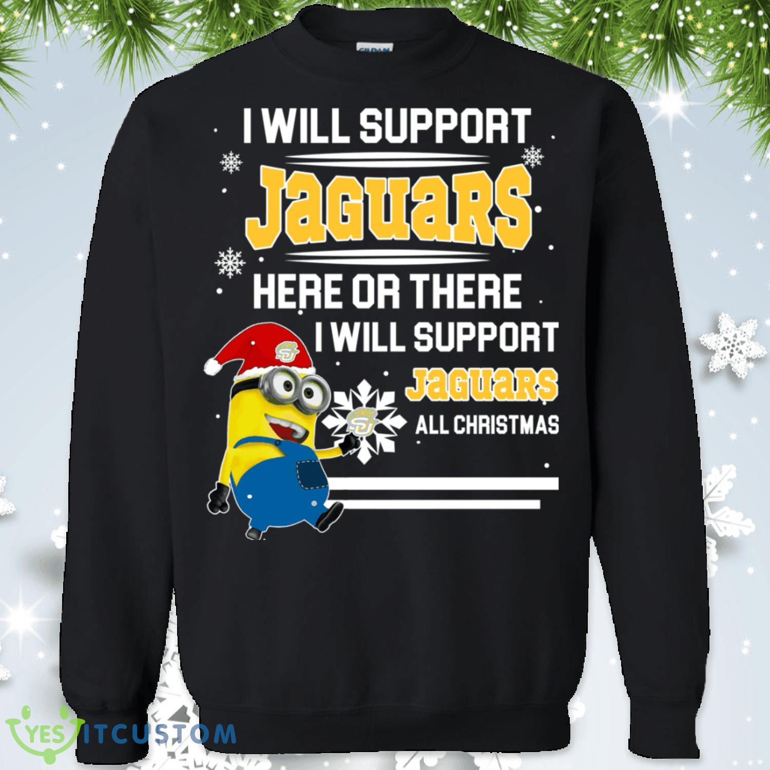 Jaguars Minion Christmas Sweatshirt 2 Jaguars Minion Christmas Sweatshirt Product Photo 1