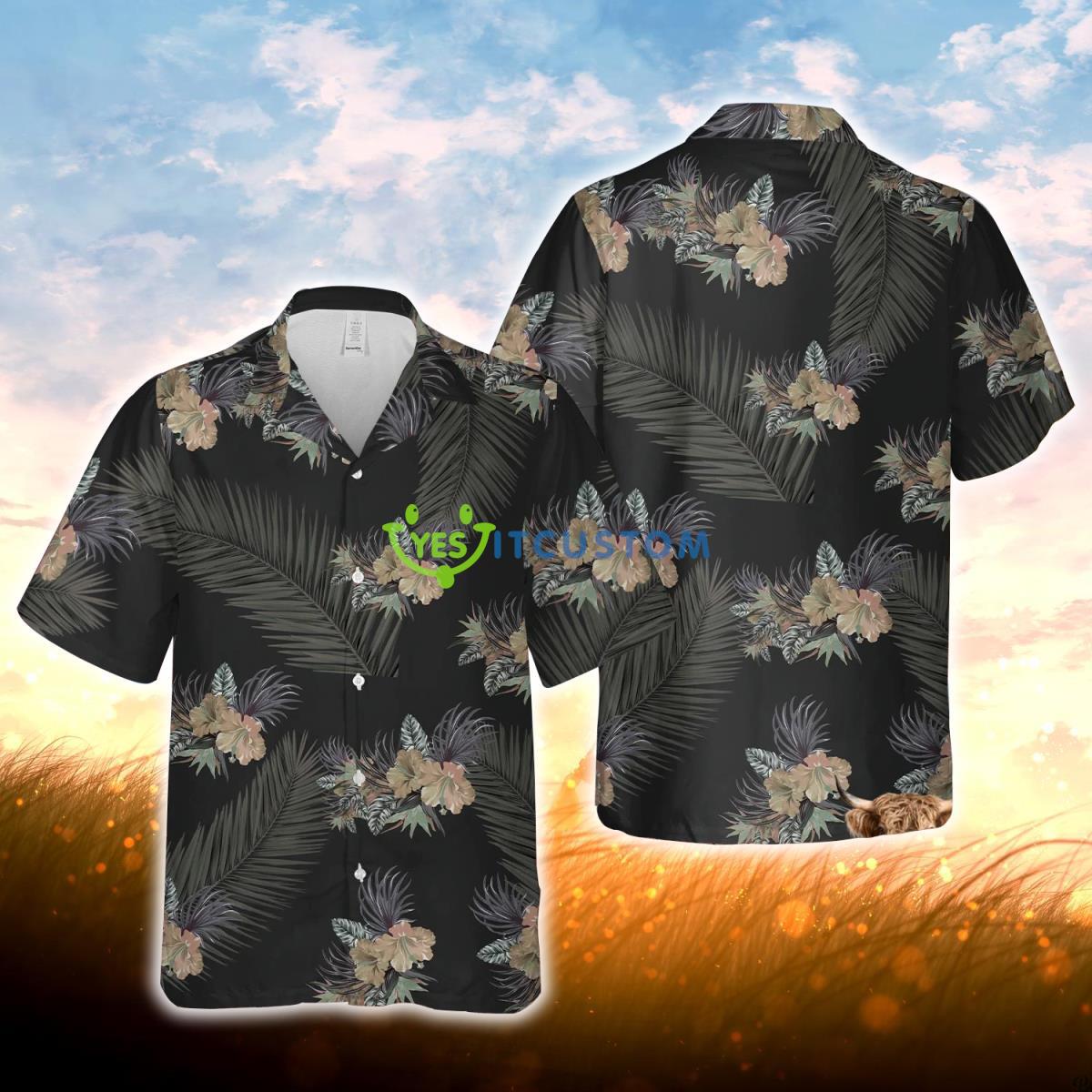 Joy Corners Dark Flower Pattern Trucker 3D Hawaiian Shirt For Men Women Product Photo 1