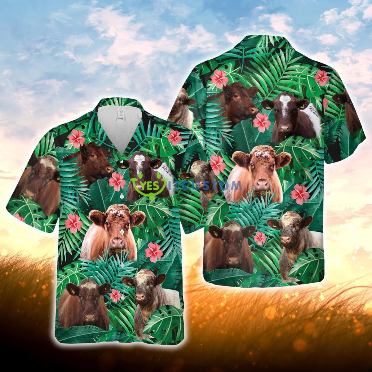 Joy Corners Shorthorn 3D Hawaiian Shirt For Men Women Product Photo 1