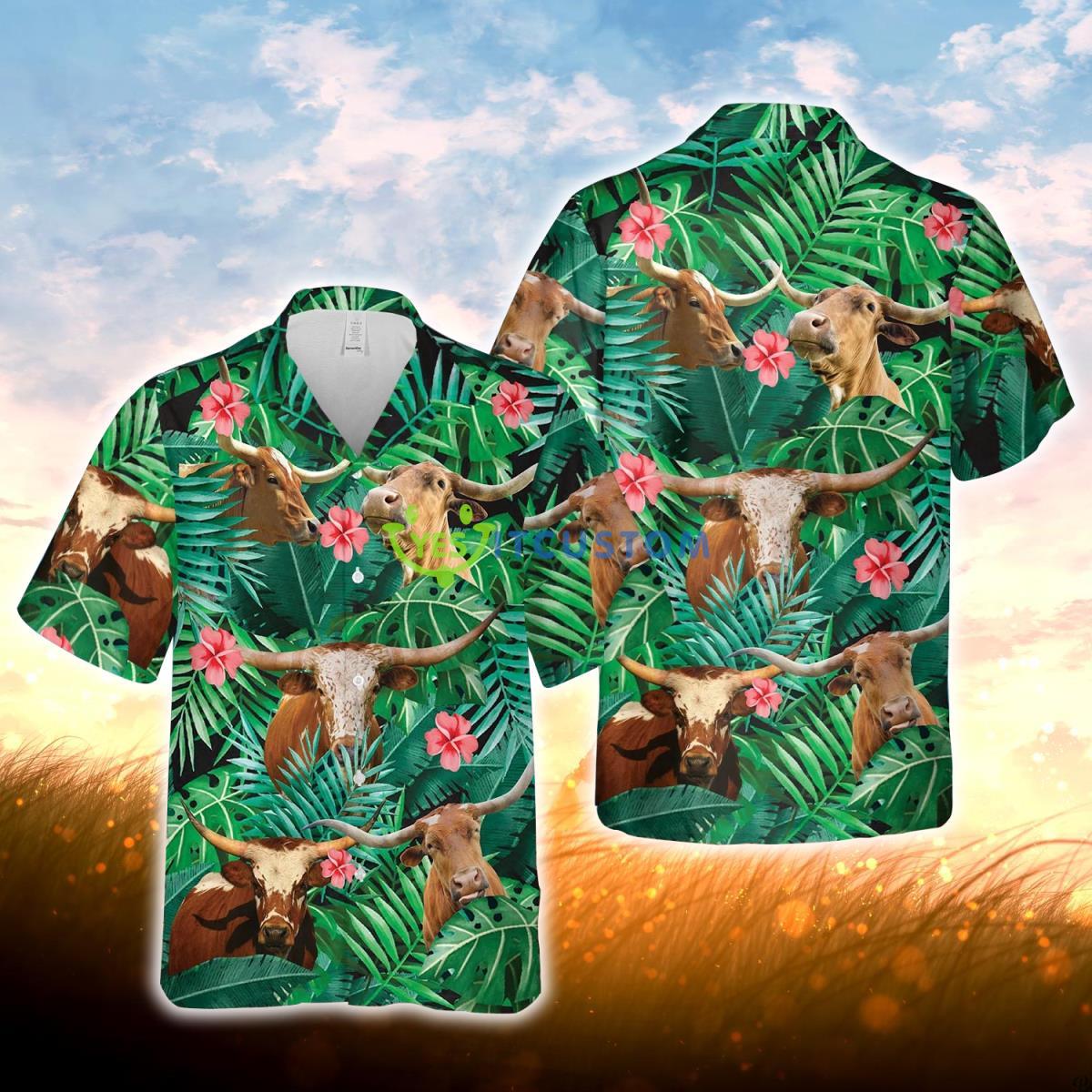 Joy Corners Texas Longhorn 3D Hawaiian Shirt For Men Women Product Photo 1