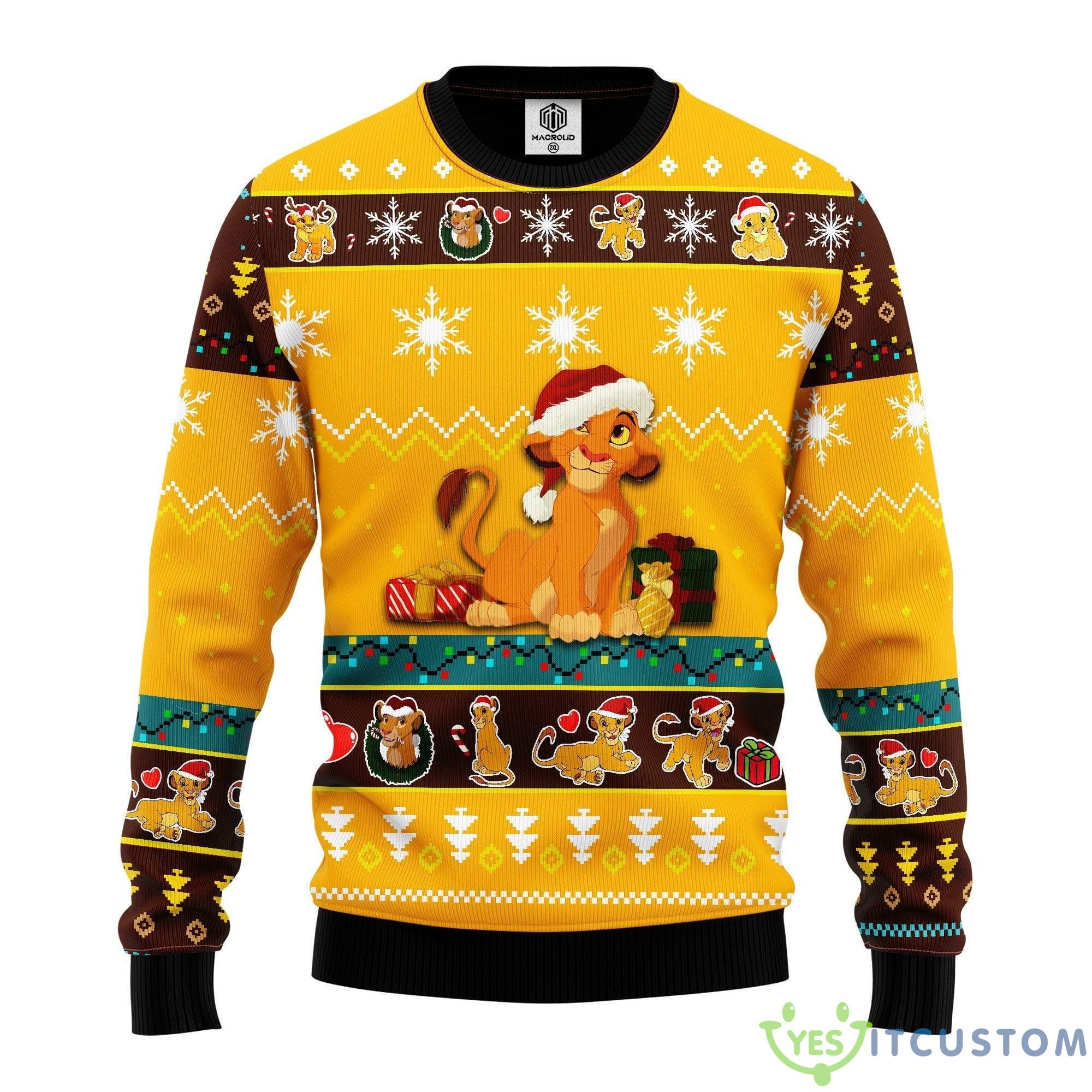 Lion King Simba Yellow 1 Thanksgiving Women Mens Ugly Christmas Sweater - Lion King Simba Ugly Christmas Sweater Yellow 1 Amazing Gift Idea Thanksgiving Gift_1
