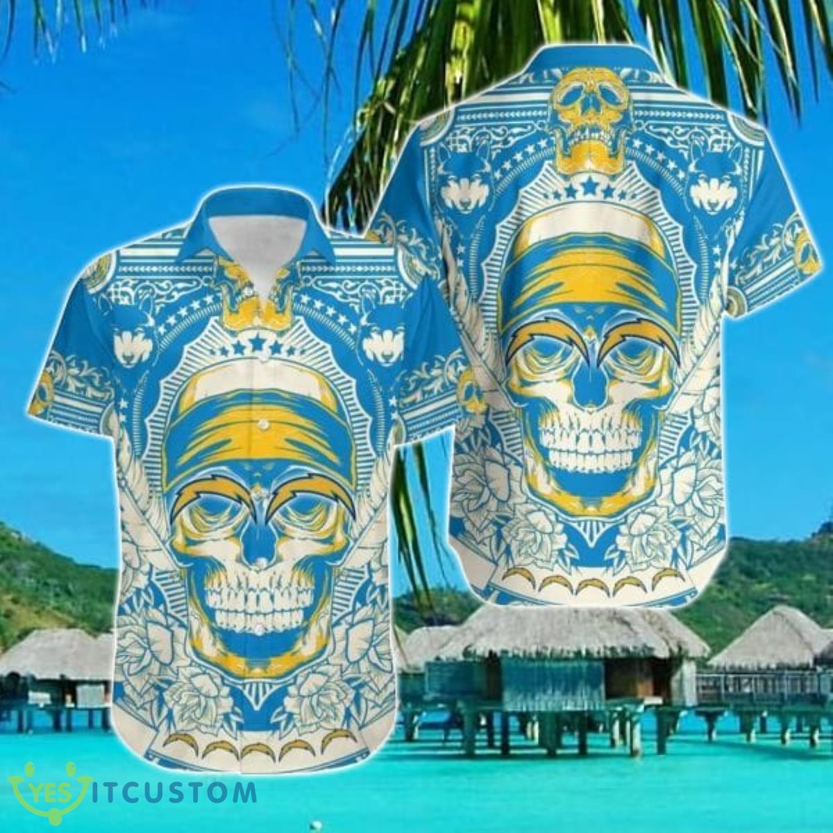 Los Angeles Chargers Skull NFL Gift For Fan Hawaii Shirt Product Photo 1