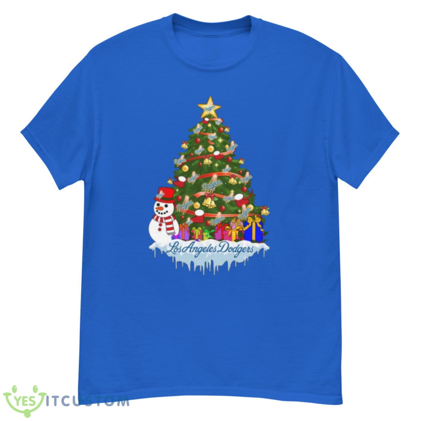 Los Angeles Dodgers Merry Christmas MLB Baseball Sports T Shirt - G500 Men’s Classic T-Shirt-2