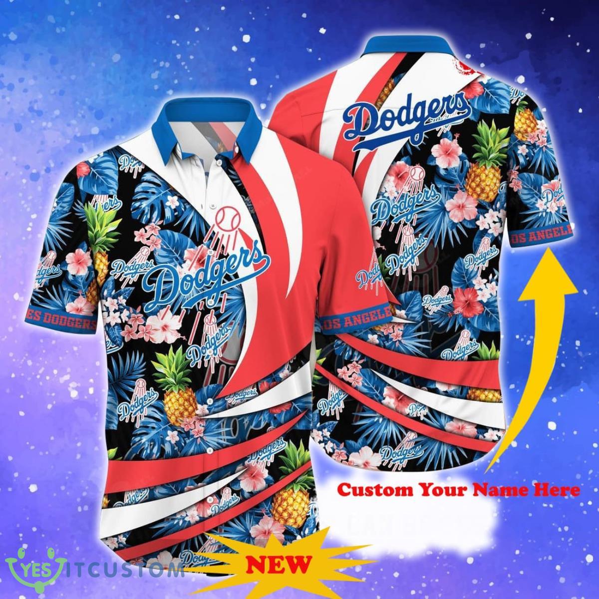 Los Angeles Dodgers MLB Flower Pineapple Super Hot Custom Name Hawaiian Shirt Product Photo 1