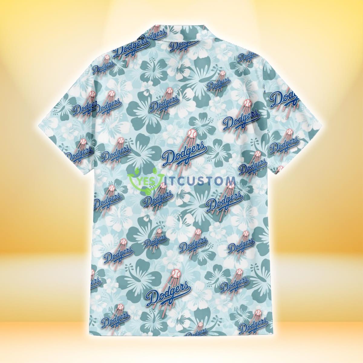 Los Angeles Dodgers Pale Turquoise Hibiscus Light Cyan Background 3D Hawaiian Shirt Gift For Fans Gift For Fans 3 Los Angeles Dodgers Pale Turquoise Hibiscus Light Cyan Background 3D Hawaiian Shirt Gift For Fans Gift For Fans Product Photo 3
