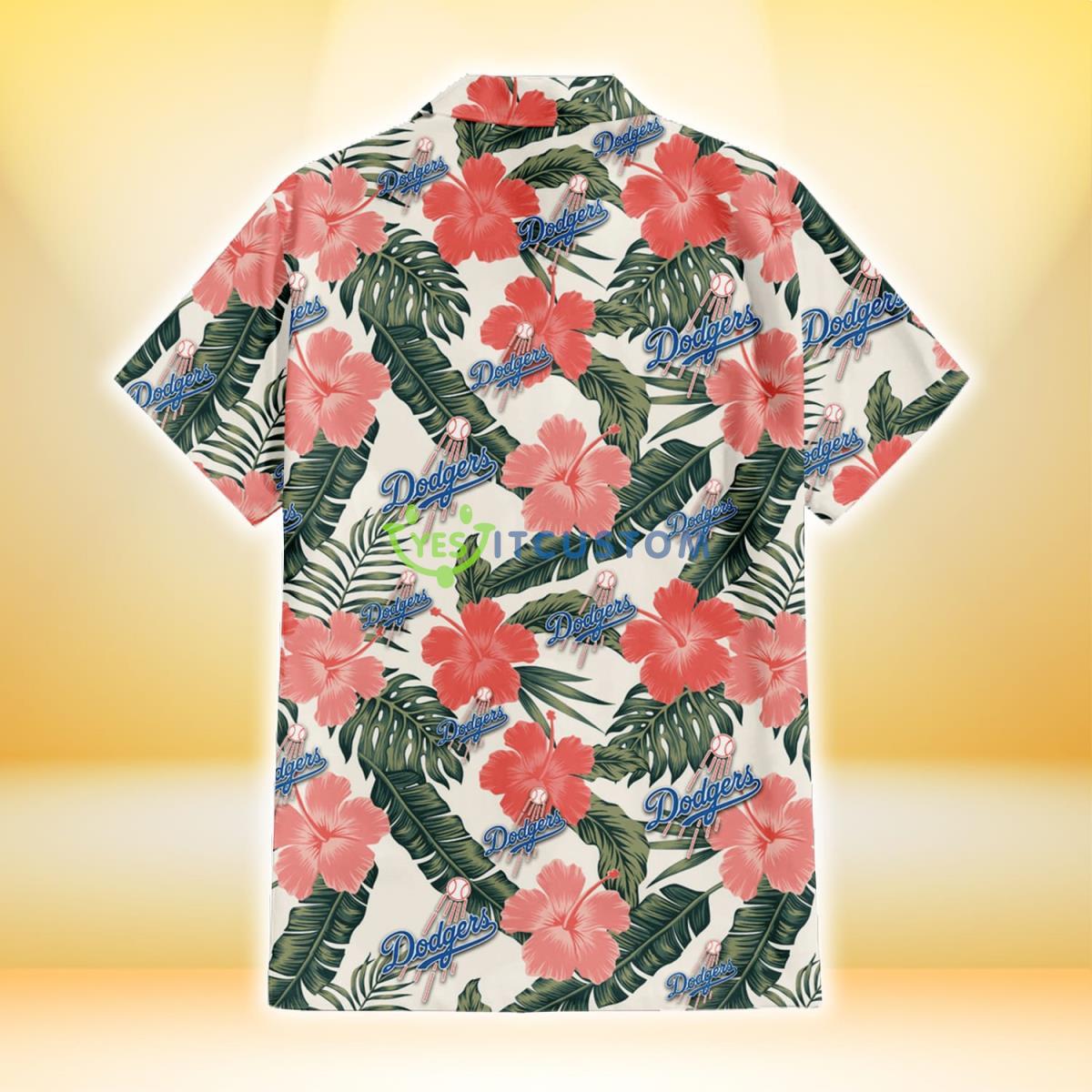 Los Angeles Dodgers Pink Coral Hibiscus Banana Leaf Beige Background 3D Hawaiian Shirt Gift For Fans Gift For Fans 3 Los Angeles Dodgers Pink Coral Hibiscus Banana Leaf Beige Background 3D Hawaiian Shirt Gift For Fans Gift For Fans Product Photo 3