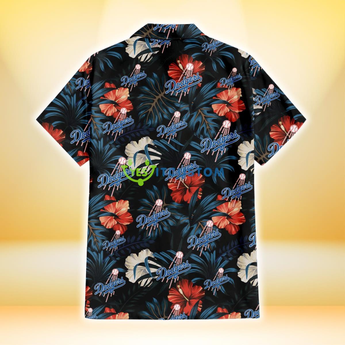 Los Angeles Dodgers Red And White Hibiscus Dark Leaf Black Background 3D Hawaiian Shirt Gift For Fans Gift For Fans 3 Los Angeles Dodgers Red And White Hibiscus Dark Leaf Black Background 3D Hawaiian Shirt Gift For Fans Gift For Fans Product Photo 3
