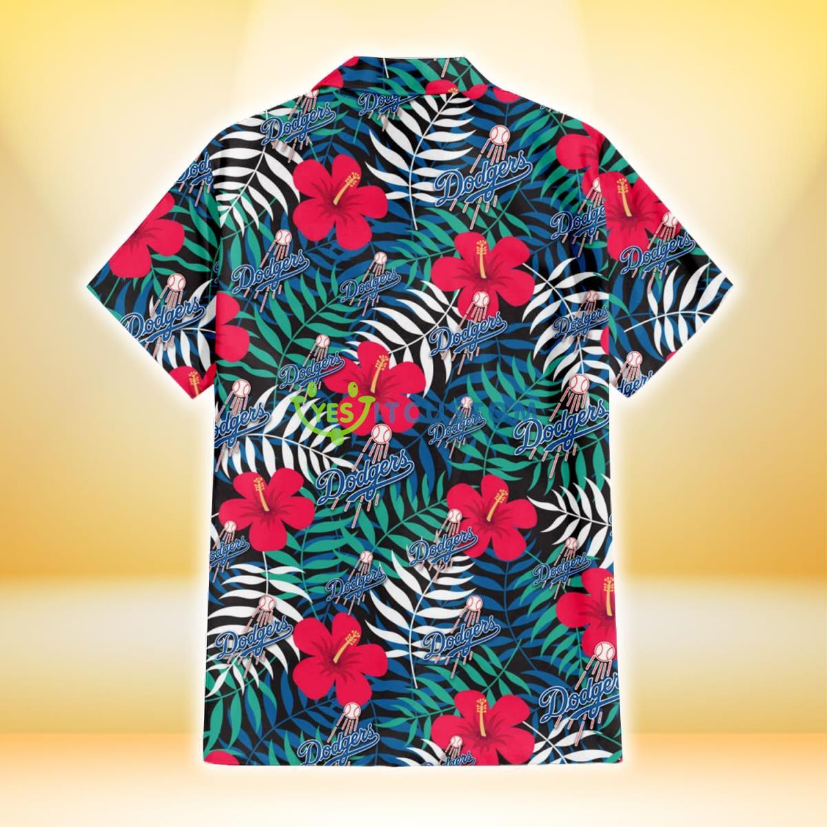Los Angeles Dodgers Red Hibiscus Green Blue White Leaf Black Background 3D Hawaiian Shirt Gift For Fans Gift For Fans 3 Los Angeles Dodgers Red Hibiscus Green Blue White Leaf Black Background 3D Hawaiian Shirt Gift For Fans Gift For Fans Product Photo 3