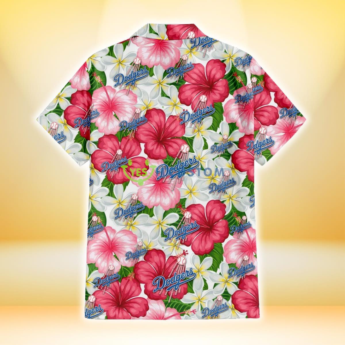 Los Angeles Dodgers White Porcelain Flower Pink Hibiscus White Background 3D Hawaiian Shirt Gift For Fans Gift For Fans 3 Los Angeles Dodgers White Porcelain Flower Pink Hibiscus White Background 3D Hawaiian Shirt Gift For Fans Gift For Fans Product Photo 3