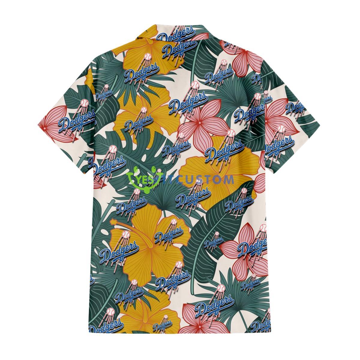 Los Angeles Dodgers Yellow Hibiscus Green Banana Leaf Pink Porcelain Flower 3D Hawaiian Shirt Gift For Fans Gift For Fans 3 Los Angeles Dodgers Yellow Hibiscus Green Banana Leaf Pink Porcelain Flower 3D Hawaiian Shirt Gift For Fans Gift For Fans Product Photo 3