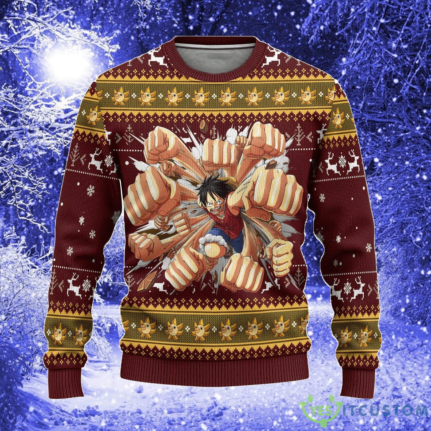 Luffy One Piece Anime Whacky Xmas Women Mens Ugly Christmas Sweater - Luffy One Piece Anime Whacky Ugly Christmas Sweater Xmas Gift_1