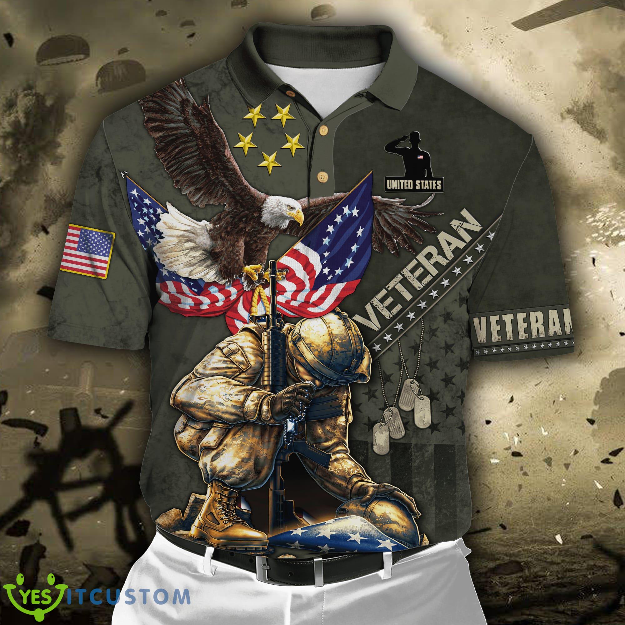 Majestic Eagle Eagle US Veteran 3D Polo Shirt 3 Majestic Eagle Eagle US Veteran 3D Polo Shirt - Eagle US Veteran 3D All Over Printed Unisex Shirts_2