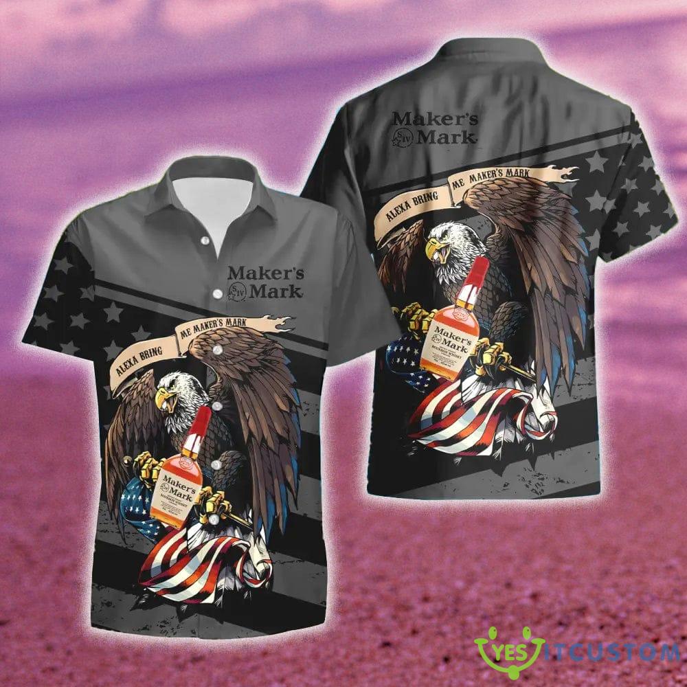 Maker's Mark Eagle American Flag Gift Hawaiian Set Shirt And Short Summer Beach - Maker's Mark Eagle American Flag Hawaiian Shirt And Short_1