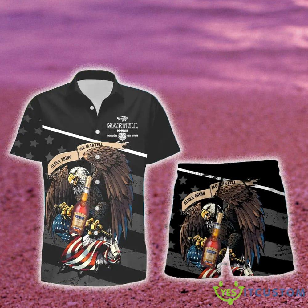 Martell Cognac Eagle American Flag Gift Hawaiian Set Shirt And Short Summer Beach - Martell Cognac Eagle American Flag Hawaiian Shirt And Short_1