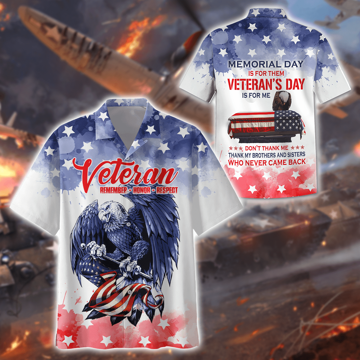 Memorial Day Is For Them Veteran's Day Is For Me Hawaiian Shirt And Short Set - US Veteran - Memorial Day Is For Them - Veteran's Day Is For Me Unisex Shirts_1