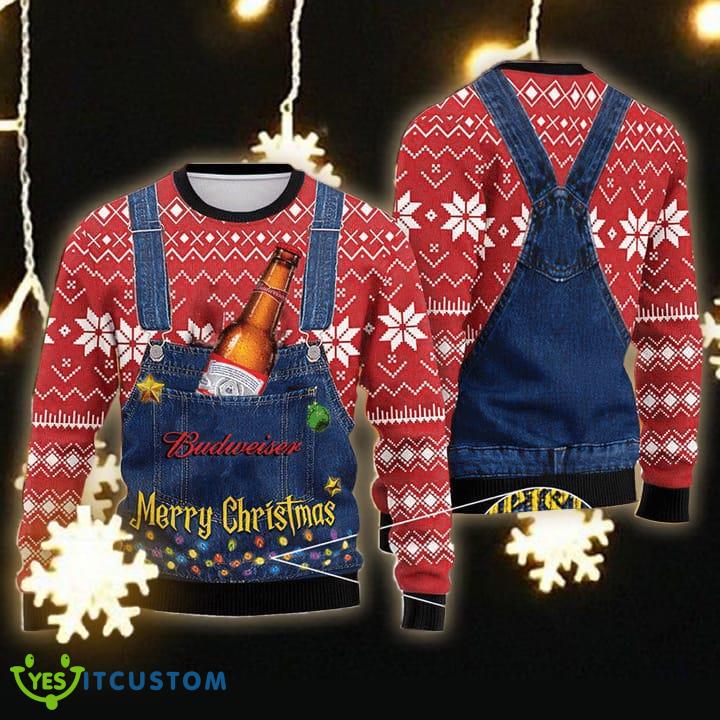 Merry Christmas Budweiser Ugly Christmas Sweater Gift For Men Women - Merry Christmas Budweiser Ugly Christmas Sweater Gift Men Women