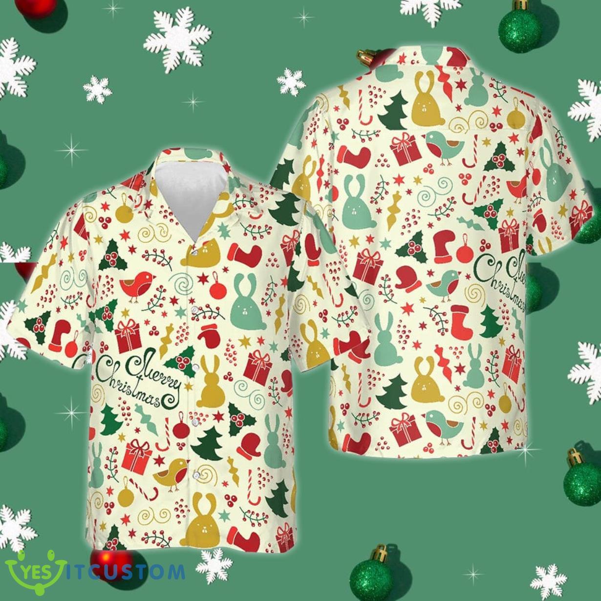 Merry Christmas Pattern Hawaiian Shirt Short Sleeve Button Up Men Xmas Gifts 2023 Product Photo 1