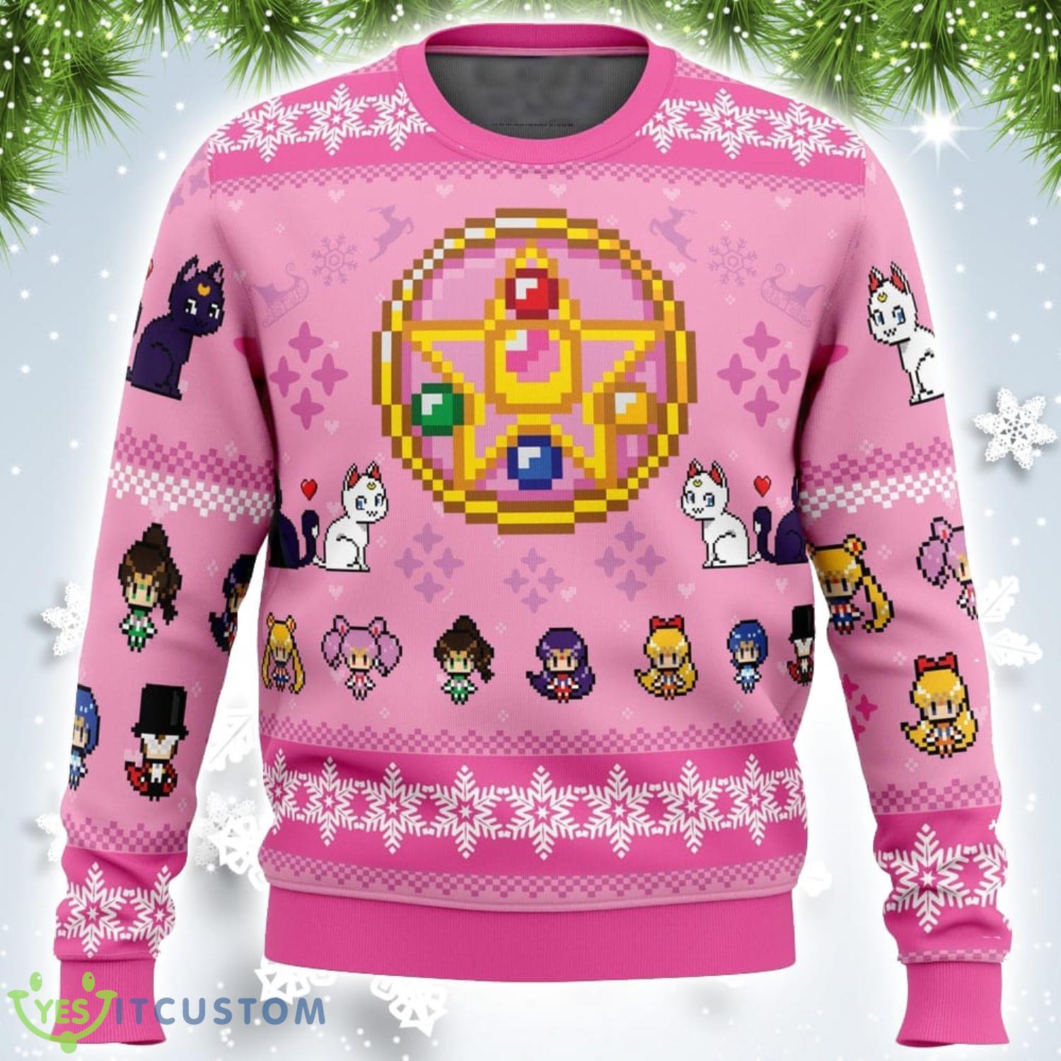 Merry Senshi Sailor Moon Xmas Gift 3D Ugly Christmas Sweater For Men And Women Product Photo 1