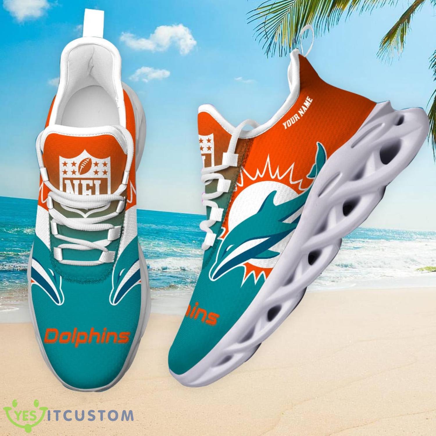 Miami Dolphins Personalized Running Sneakers Custom Name Max Soul Shoes For Men And Women Product Photo 1