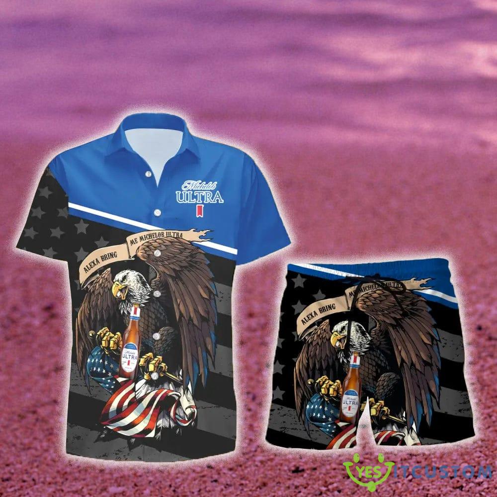 Michelob Ultra Eagle American Flag Gift Hawaiian Set Shirt And Short Summer Beach - Michelob Ultra Eagle American Flag Hawaiian Shirt And Short_1