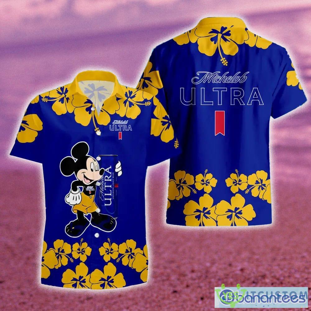 Michelob Ultra Mickey Mouse Hibicus Flower Gift Hawaiian Set Shirt And Short Summer Beach - Michelob Ultra Mickey Mouse Hibicus Flower Hawaiian Shirt And Short_1