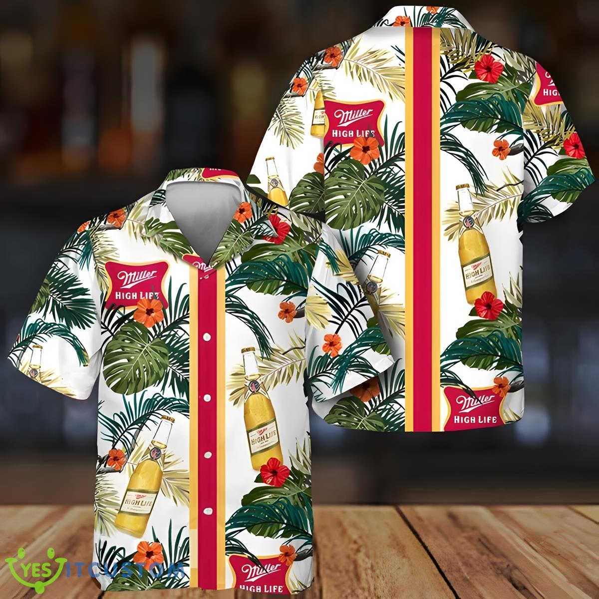 Miller High Life Beer Tropical Flowers Gift Summer Hawaiian Shirt For Men Women - Miller High Life Beer Tropical Summer Flowers Hawaiian Shirt