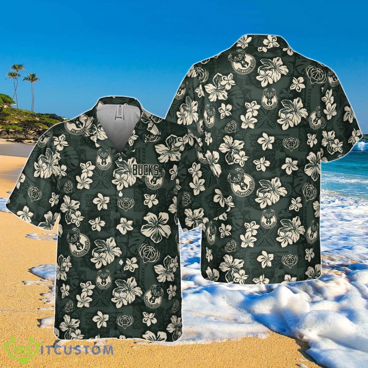 Milwaukee Bucks Flower Pattern 3D Hawaiian Shirt Best Gift For Men And Women Product Photo 1