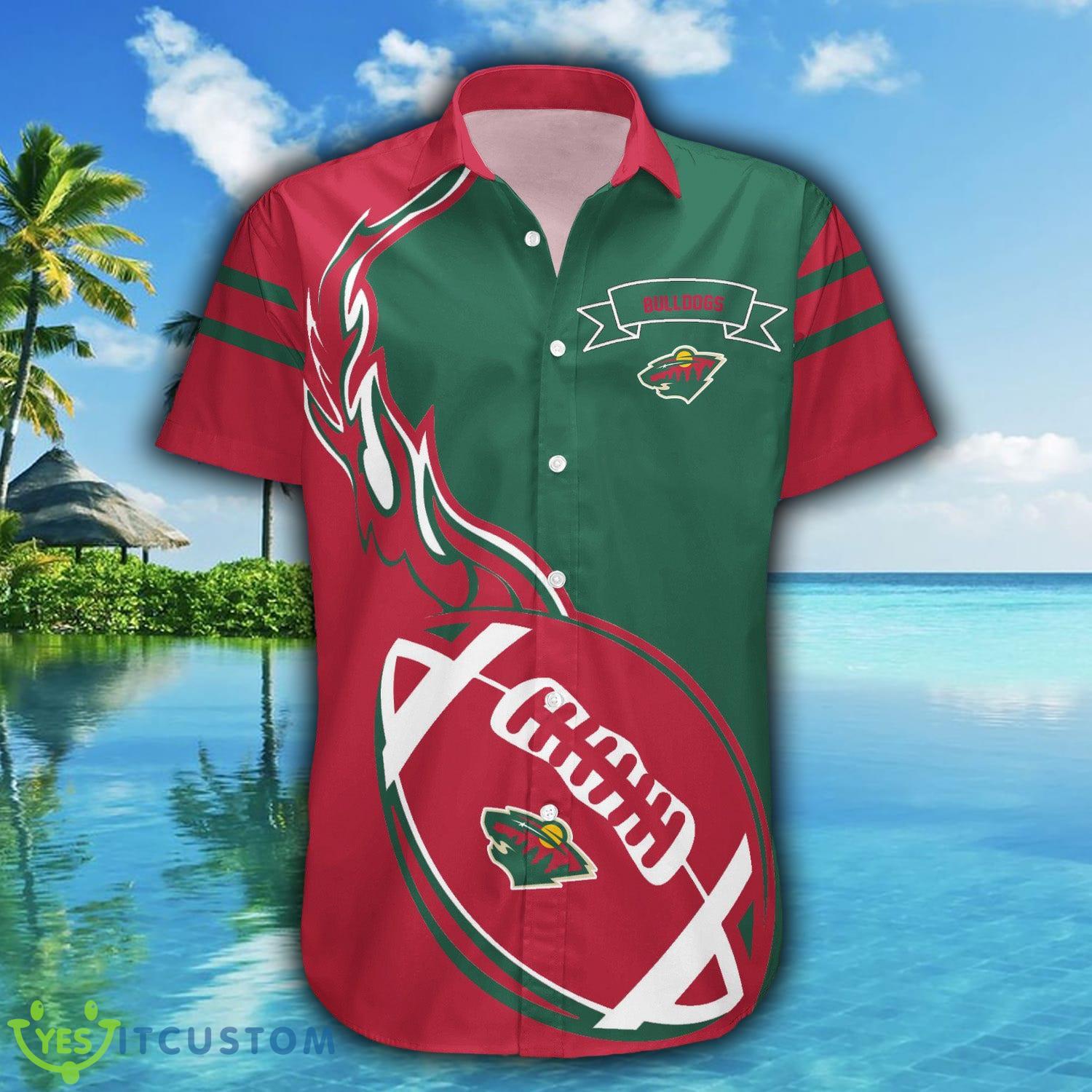 Minnesota-Duluth Bulldogs 3D Hawaiian Shirt Flame Ball NCAA Summer Beach For Fans Gift - Minnesota-Duluth Bulldogs Hawaii Shirt Flame Ball - NCAA_2