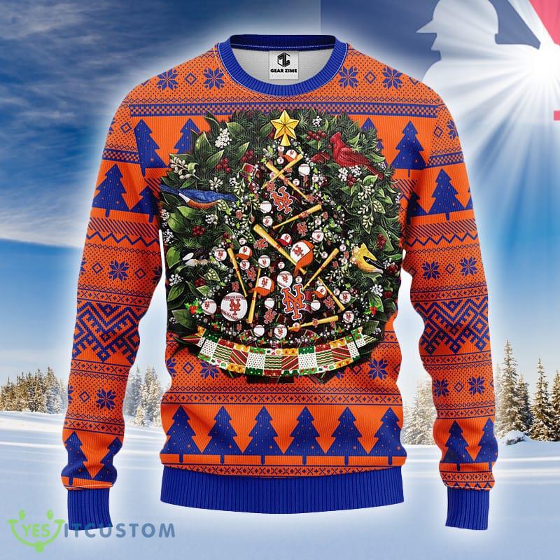MLB Logo New York Mets Tree Ball Ugly Christmas Sweater For Men And Women - MLB New York Mets Tree Ball Ugly Christmas Sweater_1