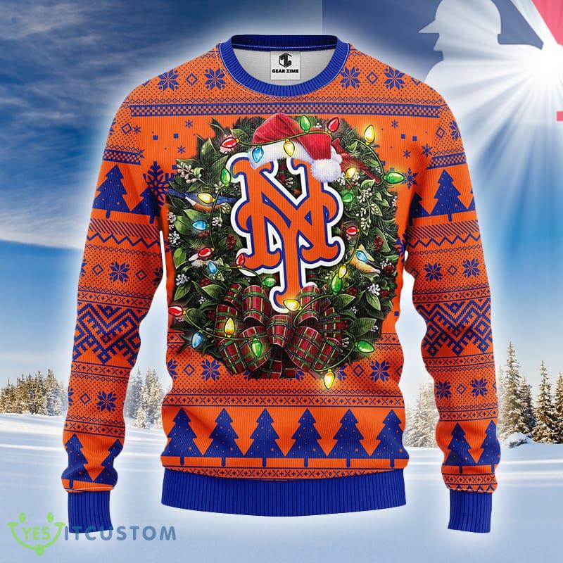 MLB Logo New York Mets Ugly Christmas Sweater For Men And Women - MLB New York Mets Ugly Christmas Sweater_1