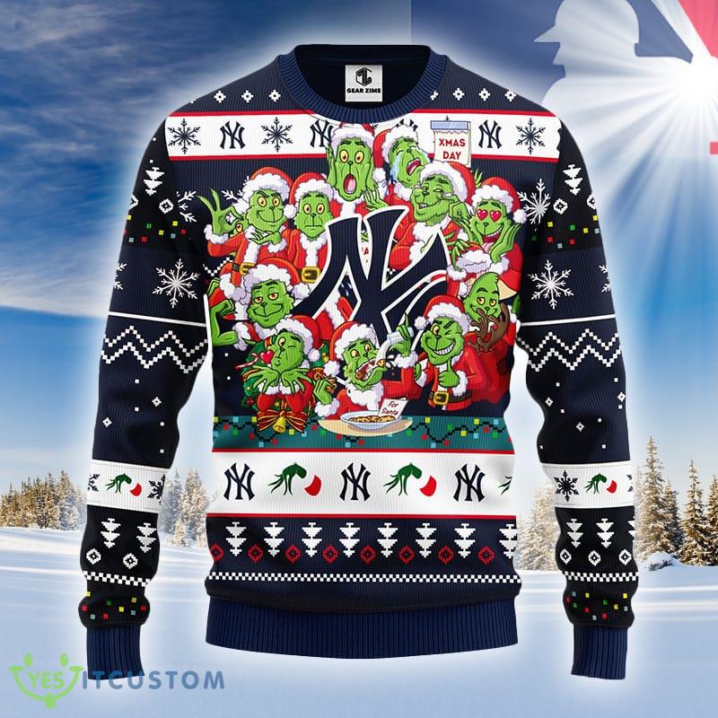 MLB Logo New York Yankees 12 Grinch Xmas Day Ugly Christmas Sweater Gift For Fans - MLB New York Yankees 12 Grinch Xmas Day Ugly Christmas Sweater_1