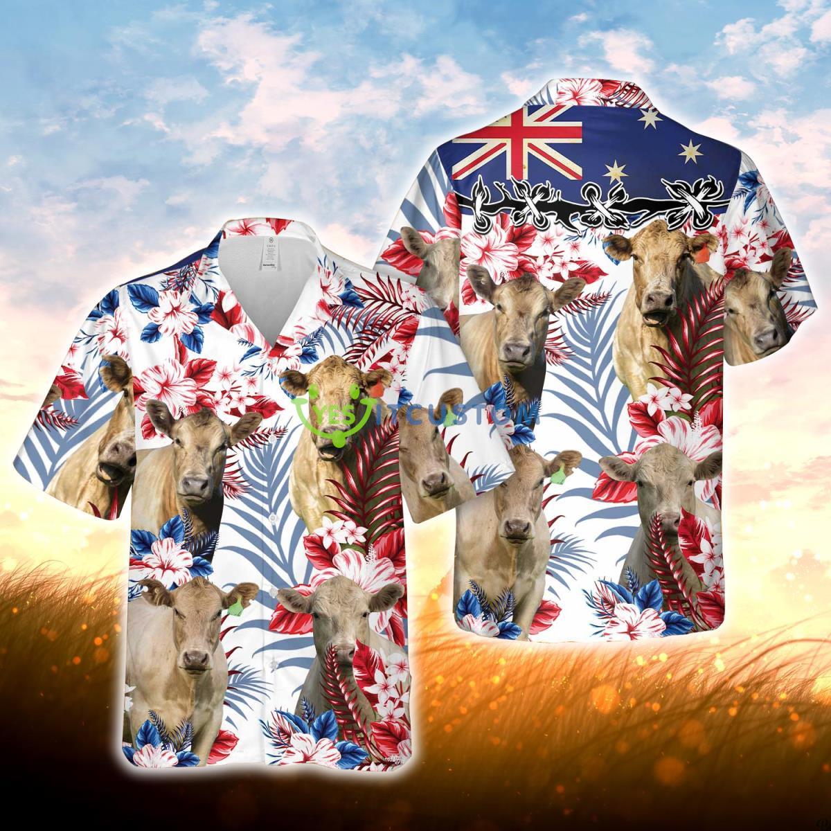Murray Grey Australian Flag Hawaiian Flowers All Over Printed 3D Hawaiian Shirt For Men Women Product Photo 1
