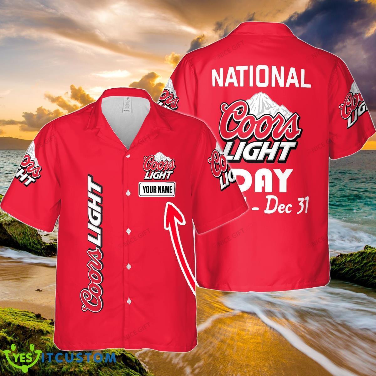 National Coors Light Day Jan 1 – Dec 31 Custom Name Hawaiian Shirt Product Photo 1