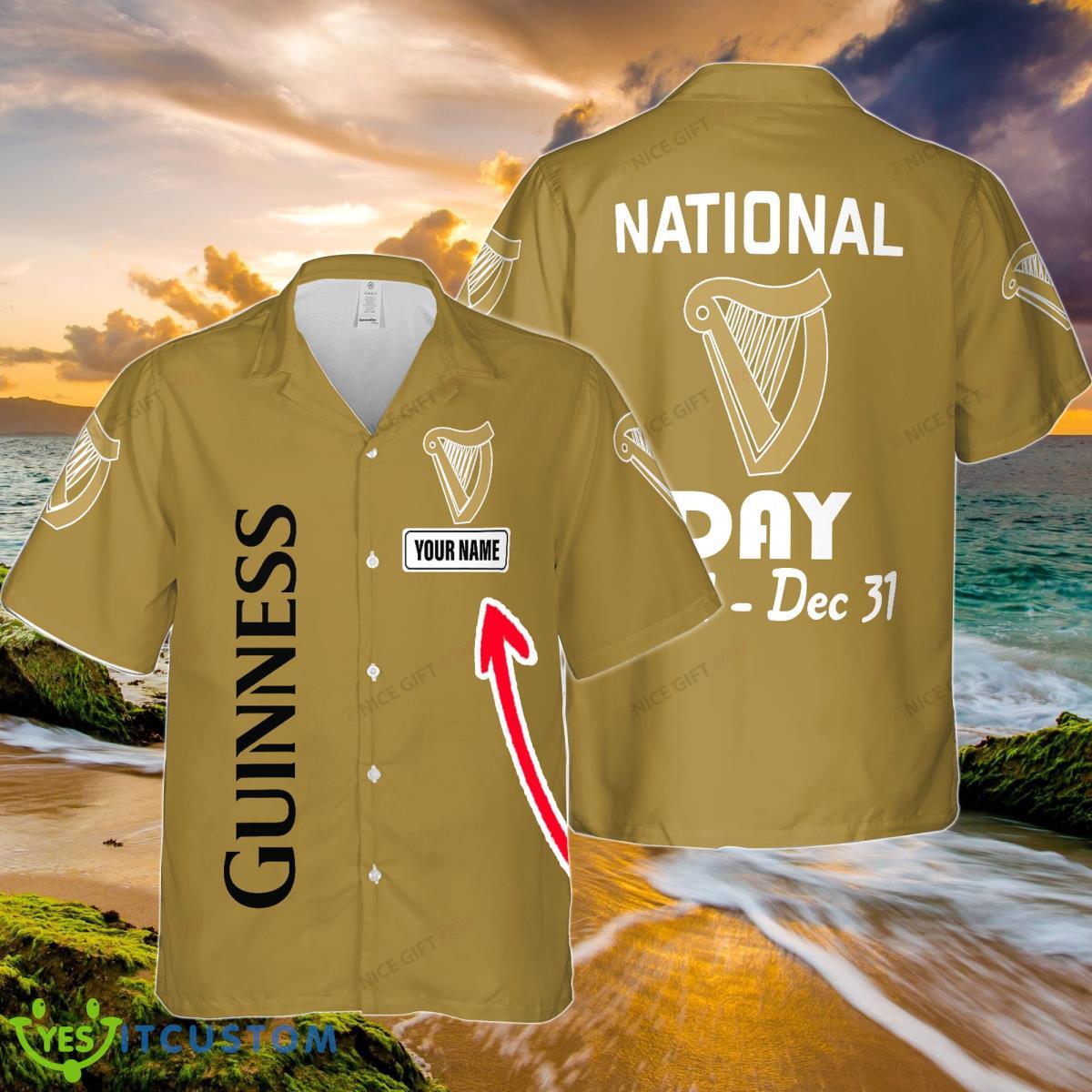 National Guinness Day Jan 1 – Dec 31 Custom Name Hawaiian Shirt Product Photo 1