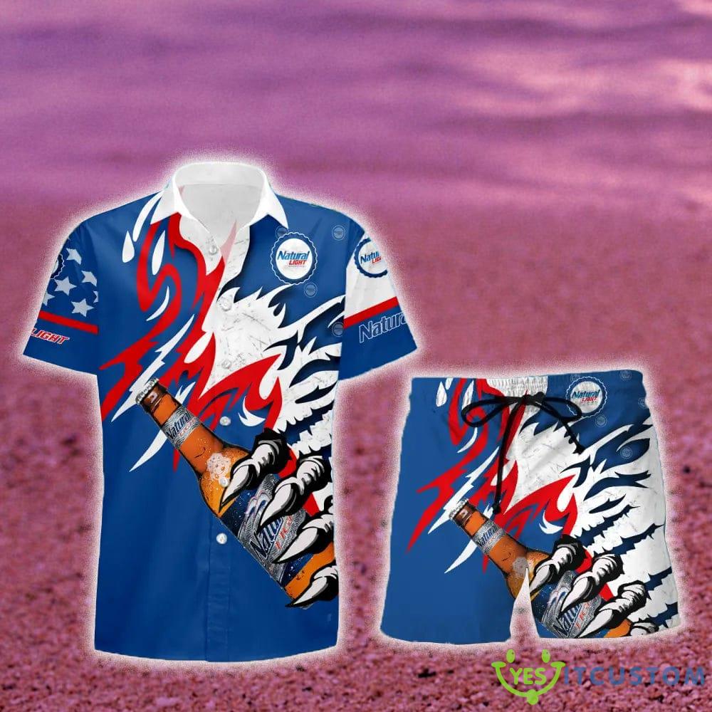 Natural Light Beer Monster Claw Gift Hawaiian Set Shirt And Short Summer Beach - Natural Light Beer Monster Claw Hawaiian Shirt And Short_1