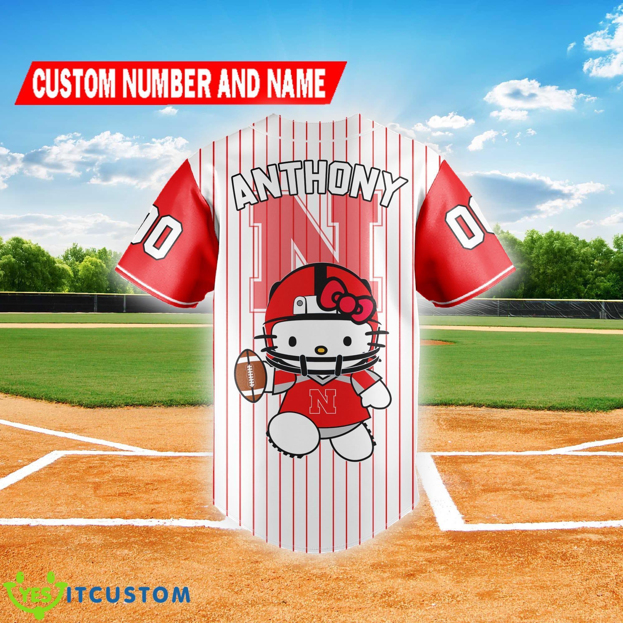 NCAA Nebraska Cornhuskers Logo Hello Kitty Baseball Jersey Shirt Custom Name And Numer 3 NCAA Nebraska Cornhuskers Logo Hello Kitty Baseball Jersey Shirt Custom Name And Numer - NCAA Nebraska Cornhuskers Logo Hello Kitty Baseball Jersey Shirt Custom Name And Numer_3