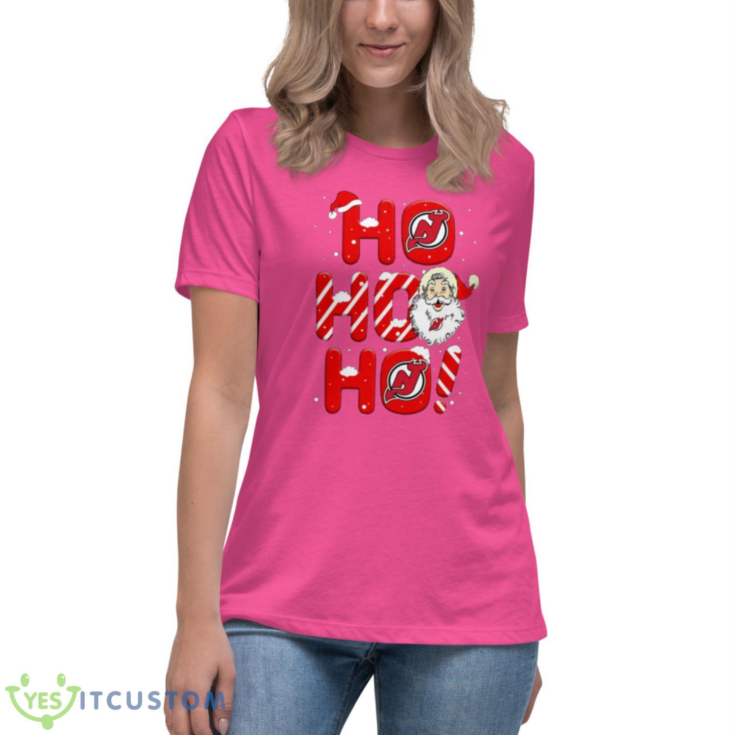 New Jersey Devils NHL Hockey Ho Ho Ho Santa Claus Merry Christmas Shirt T Shirt 9 New Jersey Devils NHL Hockey Ho Ho Ho Santa Claus Merry Christmas Shirt T Shirt - Women's Relaxed Short Sleeve Jersey Tee