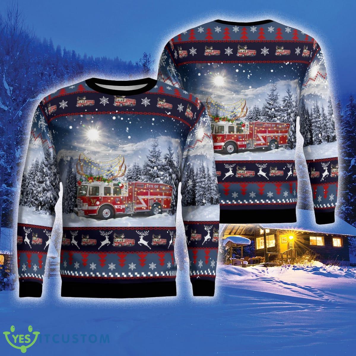Niles Ohio Niles Fire Department 3D Sweater For Men And Women Gift For Christmas - Niles, Ohio, Niles Fire Department Christmas Ugly Sweater 3D_1