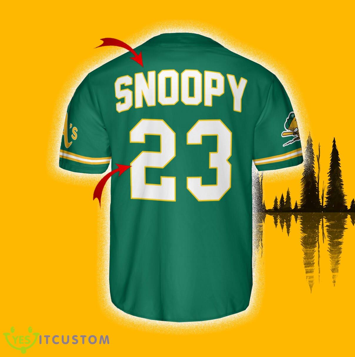 Oakland Athletics Peanuts Snoopy Baseball Jersey Shirt Green Custom