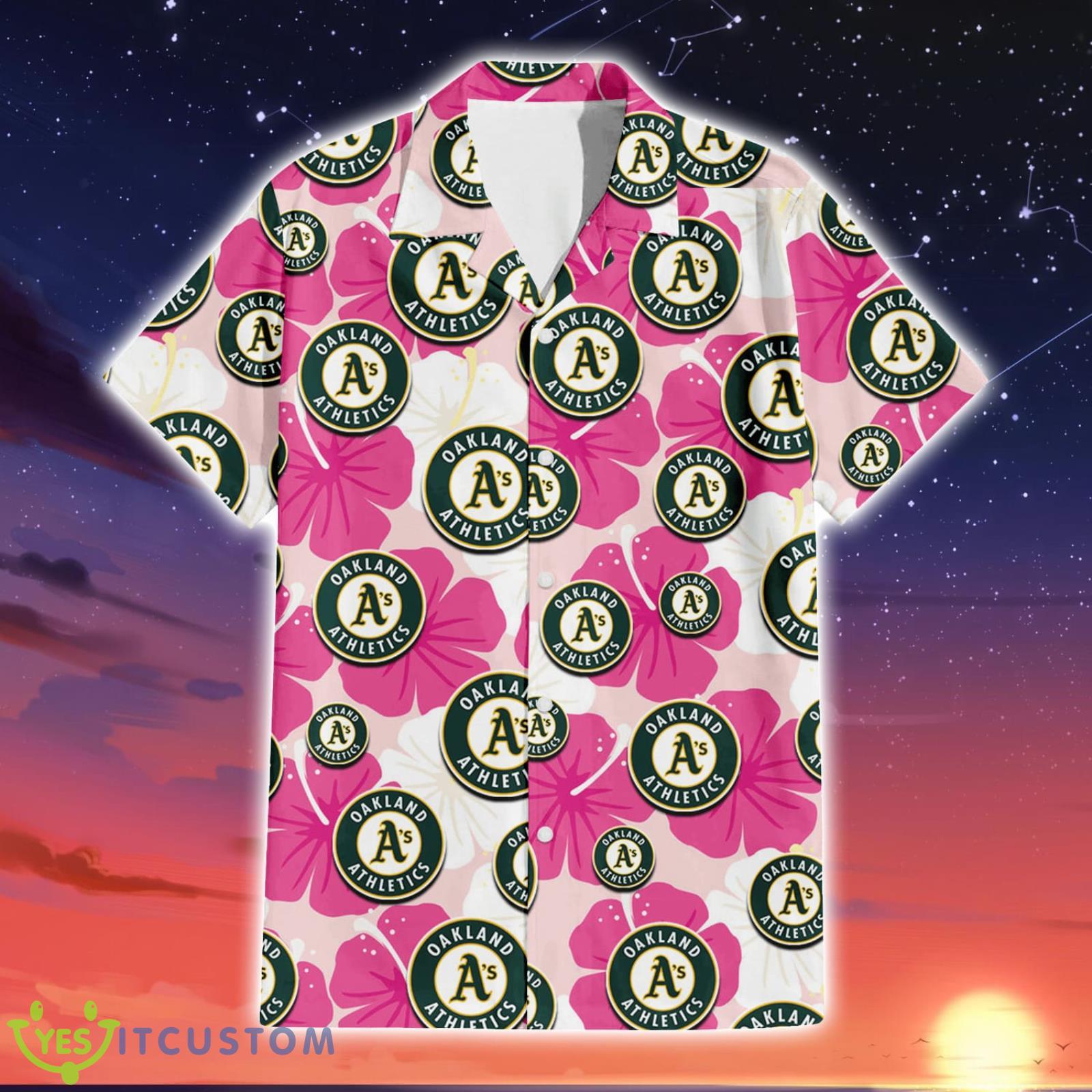 Oakland Athletics Pink White Hibiscus Pattern Tropical Hawaiian Shirt Summer Gift 7 Oakland Athletics Pink White Hibiscus Pattern Tropical Hawaiian Shirt Summer Gift Product Photo 2
