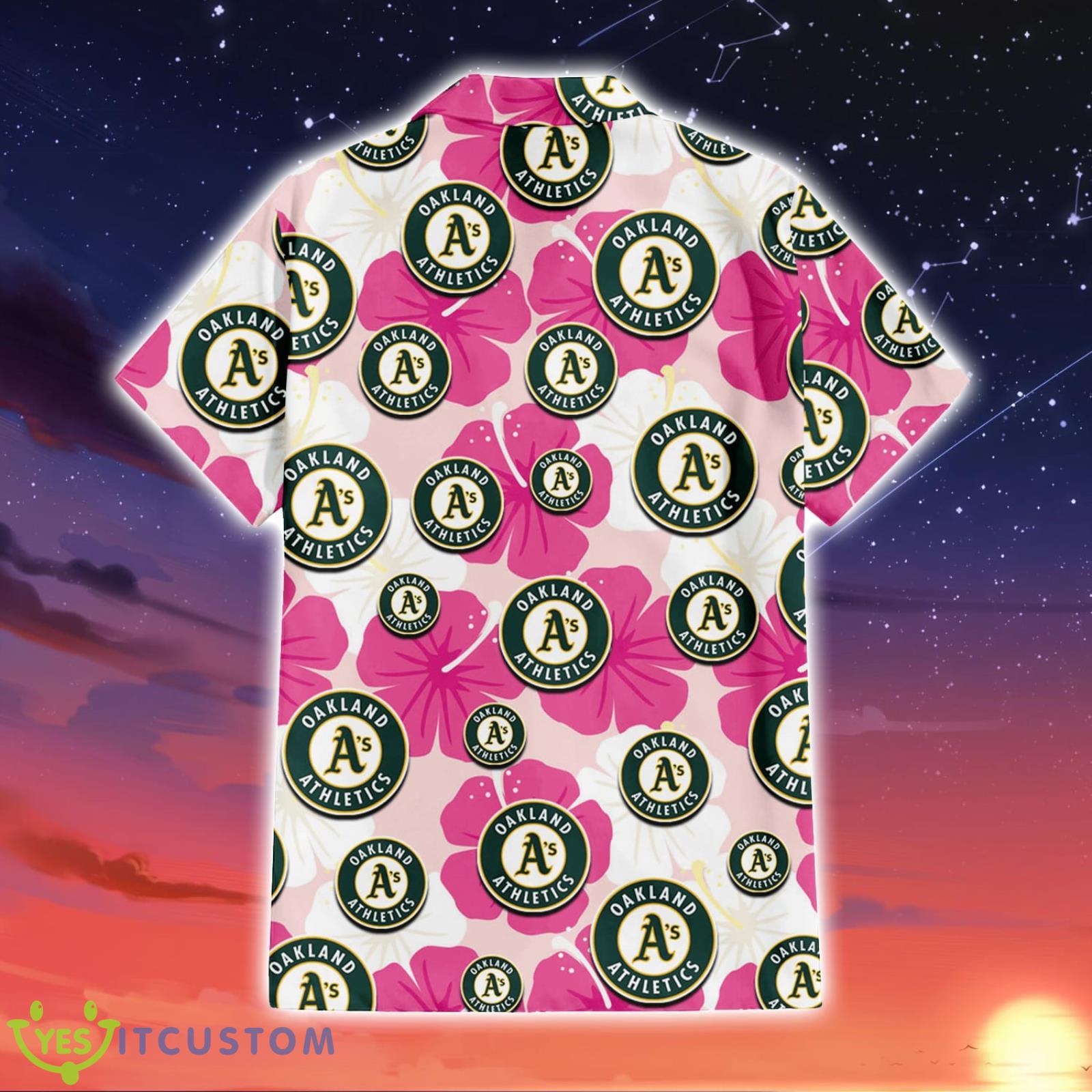 Oakland Athletics Pink White Hibiscus Pattern Tropical Hawaiian Shirt Summer Gift 3 Oakland Athletics Pink White Hibiscus Pattern Tropical Hawaiian Shirt Summer Gift Product Photo 3