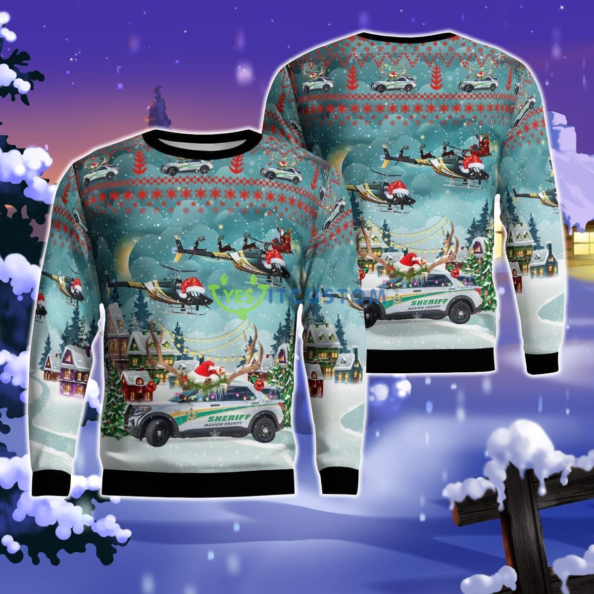 Ocala, Florida, Marion County Office Car And Bell OH-58A Kiowa Christmas AOP Ugly Sweater Product Photo 1