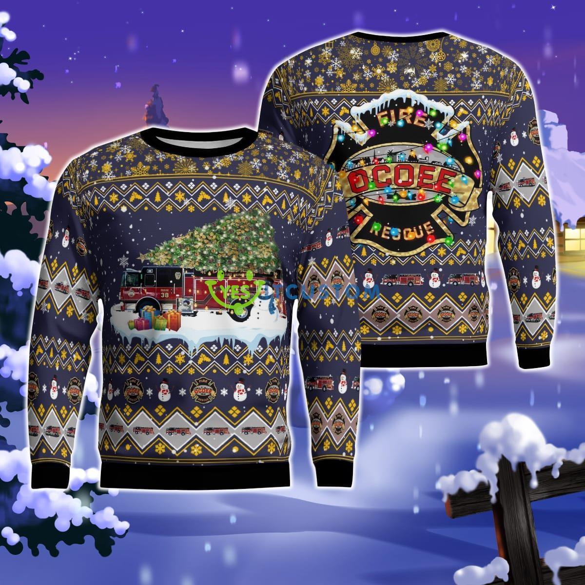 Ocoee Fire Department Christmas AOP Ugly Sweater Product Photo 1