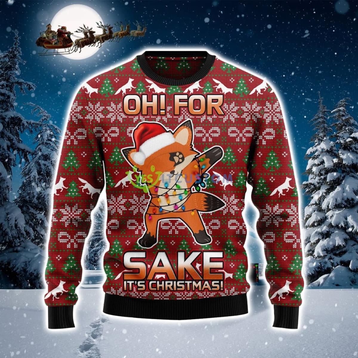 Oh For Fox Sake Ugly Christmas Sweater Product Photo 1