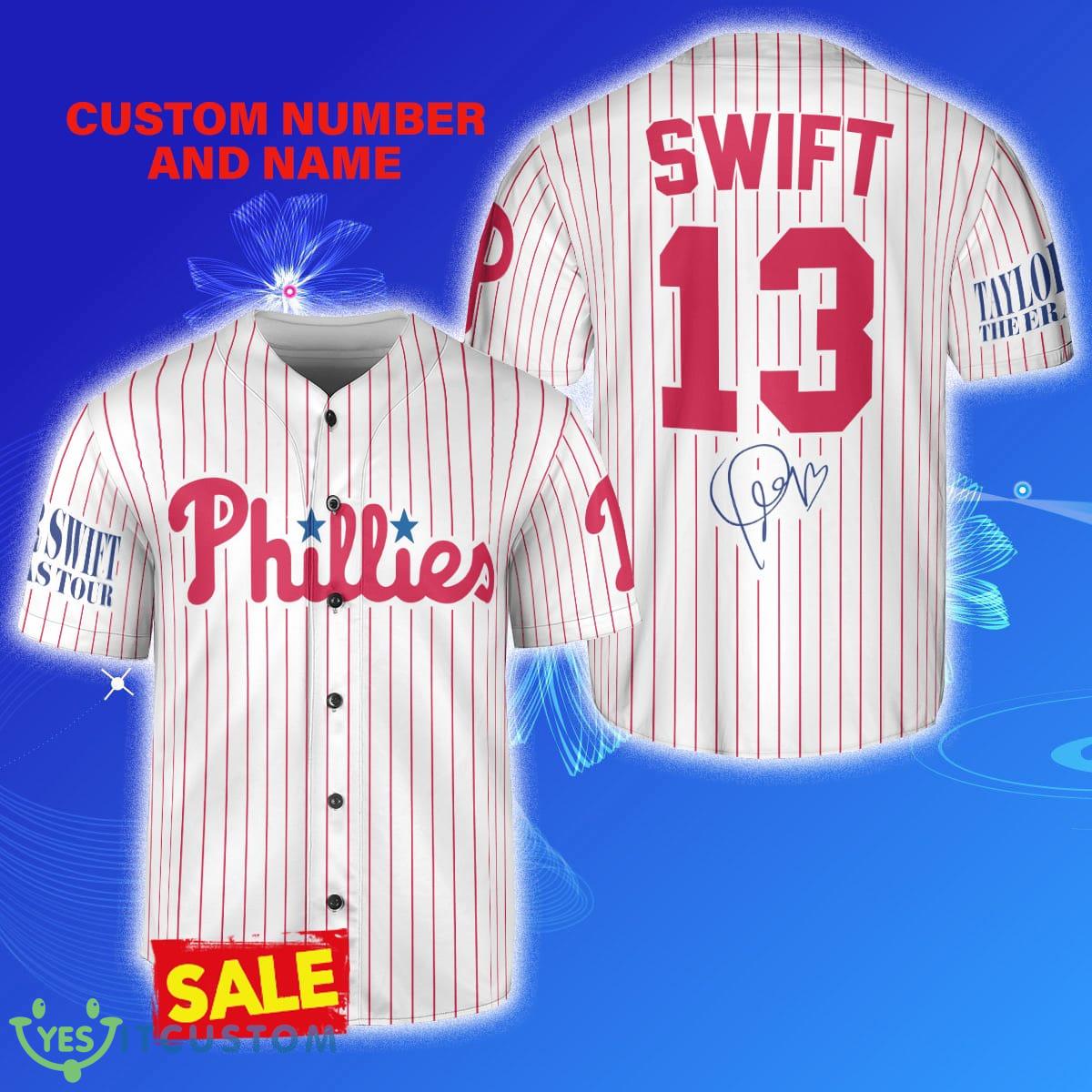 Philadelphia Phillies Taylor Swift x Philadelphia Phillies Custom Number And Name Baseball Jersey Shirt - Philadelphia Phillies Taylor Swift x Philadelphia Phillies Custom Number And Name Baseball Jersey Shirt